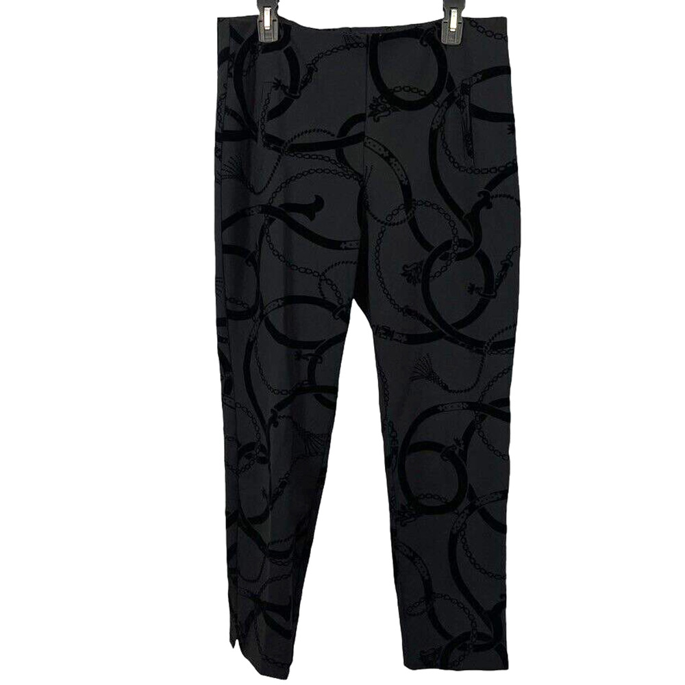 Chicos Womens Horse Bridle Pull On Stretch Velvet Equestrian Pants 2.5 Ankle 14